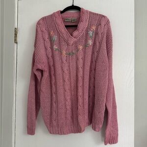 Vintage Pink Cable Knit Sweater